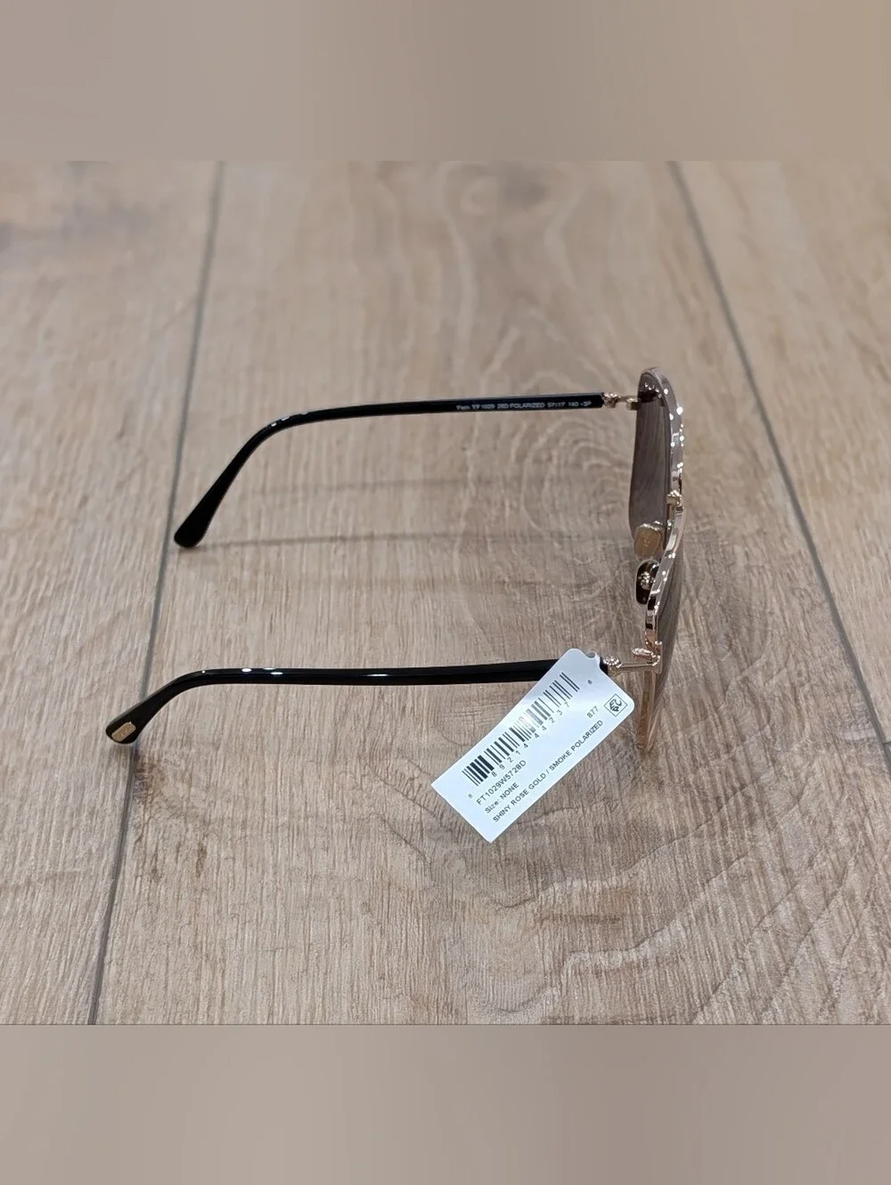 $630 Mens Authentic TOM FORD 57mm Square Sunglasses Rose Gold/Smoke
